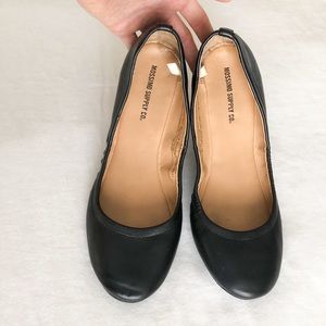 Faux Black Leather Ballerina Flats - Like NEW